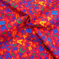 Polycotton - Alphabet on Red