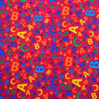 Polycotton - Alphabet on Red