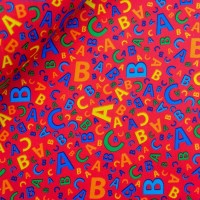 Polycotton - Alphabet on Red