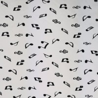 100% Cotton - Black on Ivory Musical Notes