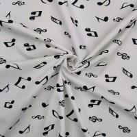 100% Cotton - Black on Ivory Musical Notes