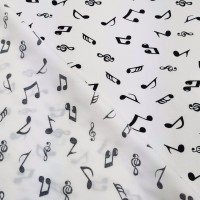 100% Cotton - Black on Ivory Musical Notes