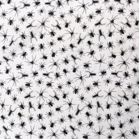 Halloween Polycotton - Black Spiders on White