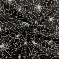 Halloween Polycotton - SPIDERS AND WEBS ON BLACK