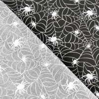 Halloween Polycotton - SPIDERS AND WEBS ON BLACK