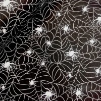 Halloween Polycotton - SPIDERS AND WEBS ON BLACK