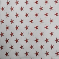 Halloween Fabric Red Stars on White Net