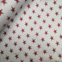 Halloween Fabric Red Stars on White Net