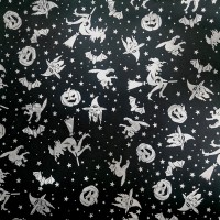 Halloween Fabric Silver Witches on Black