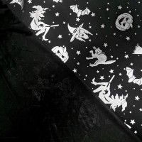 Halloween Fabric Silver Witches on Black