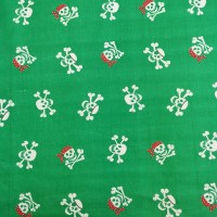 Halloween Polycotton Skulls on Green