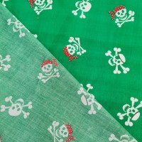 Halloween Polycotton Skulls on Green