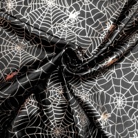 Halloween Fabric Silver Spiders Web