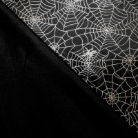 Halloween Fabric Silver Spiders Web