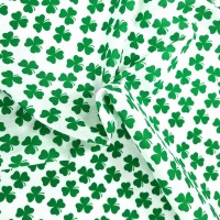 Green Shamrock on White Polycotton