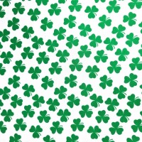 Green Shamrock on White Polycotton