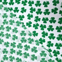 Green Shamrock on White Polycotton