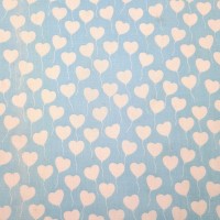 White on Sky Blue Hearts Polycotton