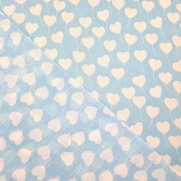 White on Sky Blue Hearts Polycotton