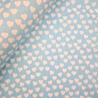 White on Sky Blue Hearts Polycotton