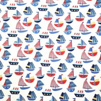 Sailboat Polycotton - WHITE