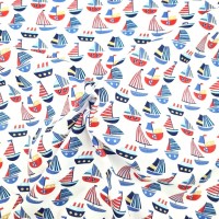 Sailboat Polycotton - WHITE