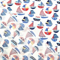 Sailboat Polycotton - WHITE