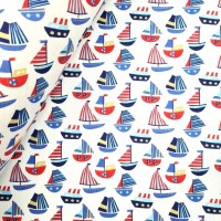 Sailboat Polycotton - WHITE