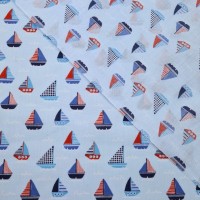 Sailboat Polycotton - SKY BLUE