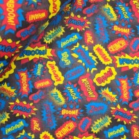 Polycotton  KAPPOW WHAM BAM RED