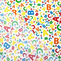 Polycotton - Alphabet on White