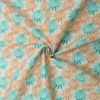 100% Cotton - Coral & Turq Flowers