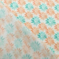 100% Cotton - Coral & Turq Flowers