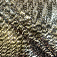 ALL OVER MIRROR SEQUIN SPANDEX - 3mm SPOT GOLD ON BLACK