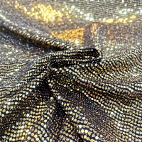 ALL OVER MIRROR SEQUIN SPANDEX - 3mm SPOT GOLD ON BLACK