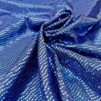 ALL OVER MIRROR SEQUIN SPANDEX - 3mm SPOT ROYAL BLUE ON BLACK