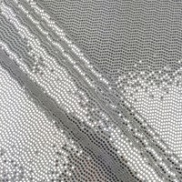 ALL OVER MIRROR SEQUIN SPANDEX - 3mm SPOT SILVER ON WHITE