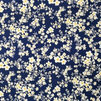 Floral Cotton Poplin- White Blooms on Navy