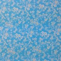 Floral Cotton Poplin- White Blooms on Turquoise