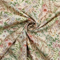 Floral Cotton Poplin- Wild Flowers on Beige