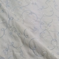 Ivory and Blue flowers Embroidered Silk
