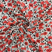 Floral Poplin Design 33 RED POPPIES with BLACK