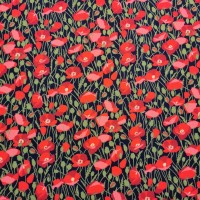 Floral Poplin Design 33 RED POPPIES ON NAVY