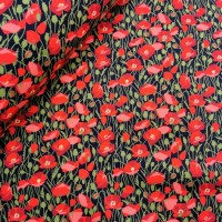 Floral Poplin Design 33 RED POPPIES ON NAVY