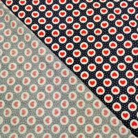 100% Cotton - Red Hearts on Navy