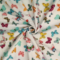 100% Cotton Butterflies on Ivory