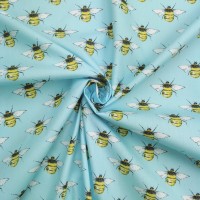 100% Cotton BEES on SKY BLUE