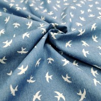 PRINTED COTTON DENIM  - DESIGN 6 - Birds