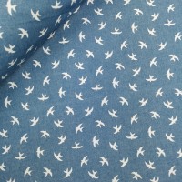 PRINTED COTTON DENIM  - DESIGN 6 - Birds