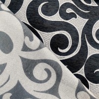 Black and Grey Leaf Upholstery Fabric